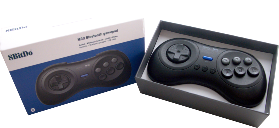 Manette 8BitDo M30 Bluetooth avec sa boîte